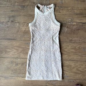 Cream Lace Overlay Mini Dress